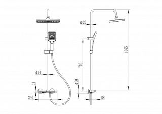 Душевая стойка Ceruttispa IGINO W молочный белый